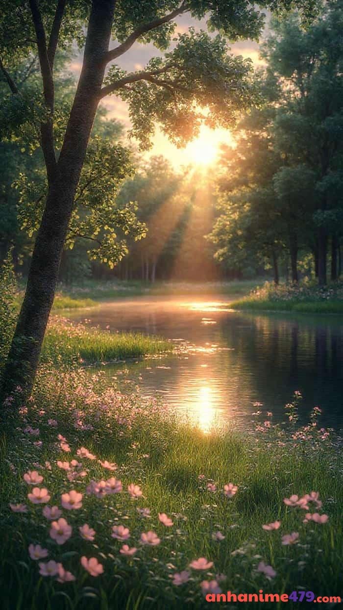 ảnh anime 4k cánh đồng hoa