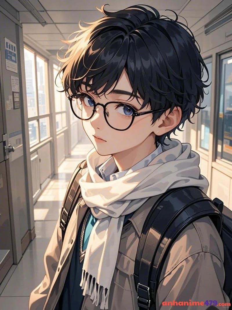 ảnh anime boy đứng trong hành lang