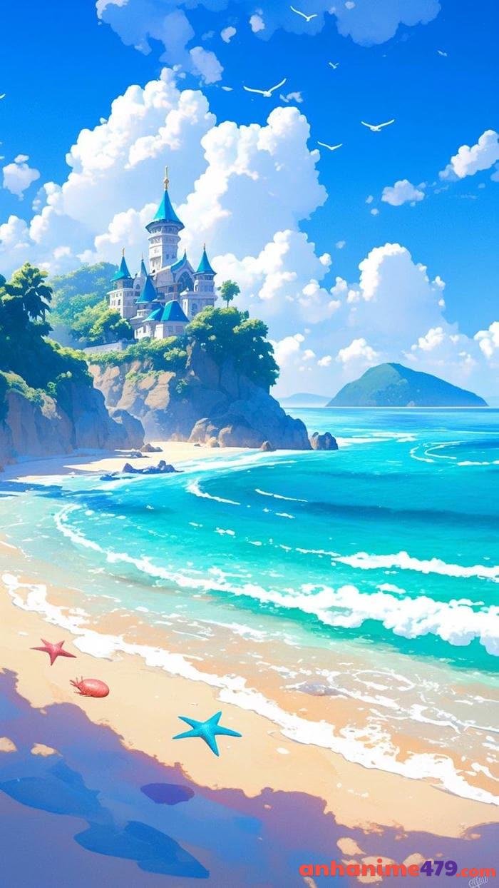 ảnh anime cảnh biển trong veo