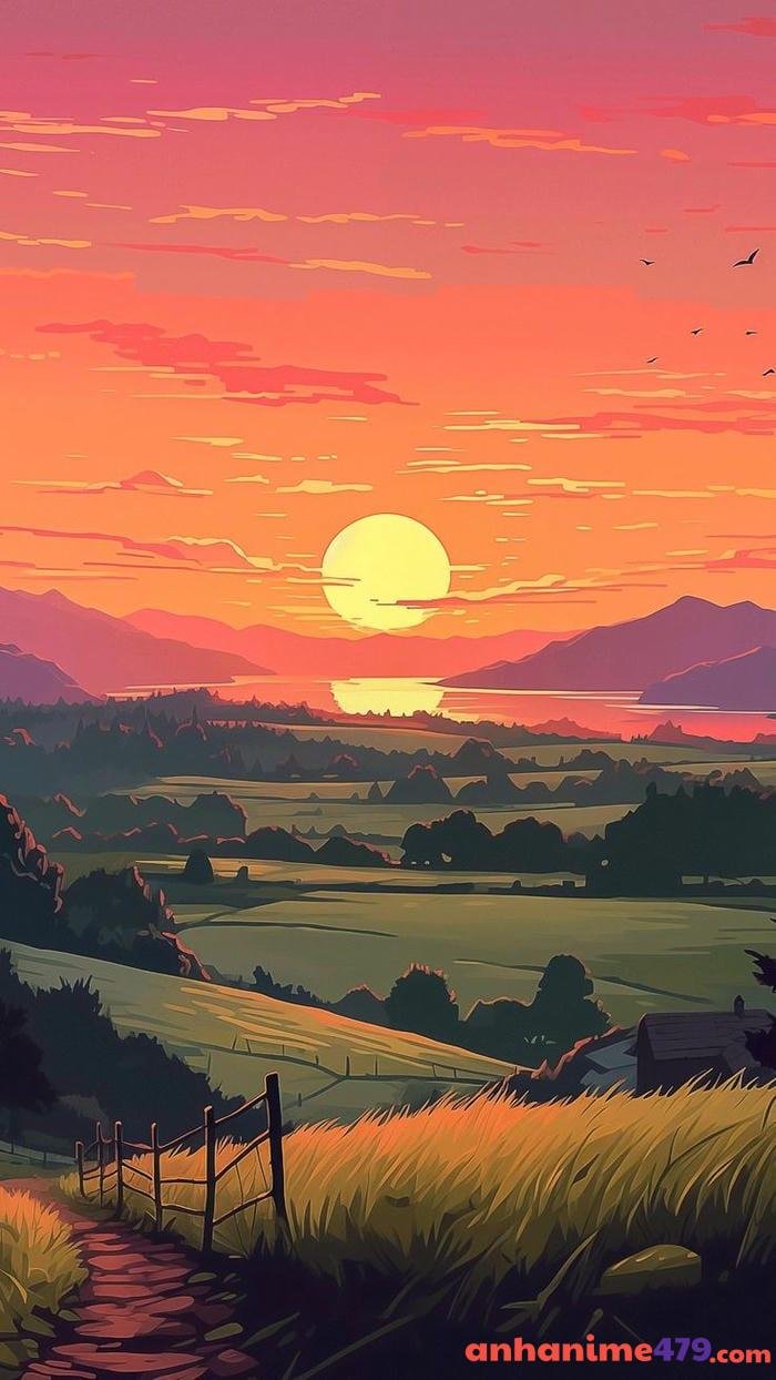 ảnh anime cảnh chiều tà