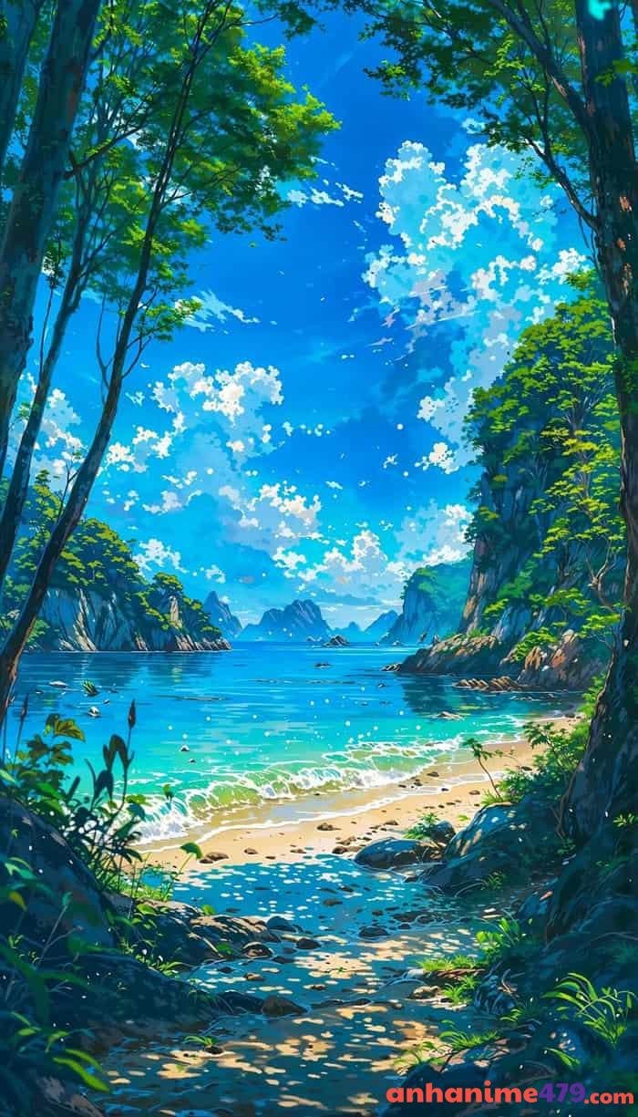 ảnh anime cầu vồng trên biển