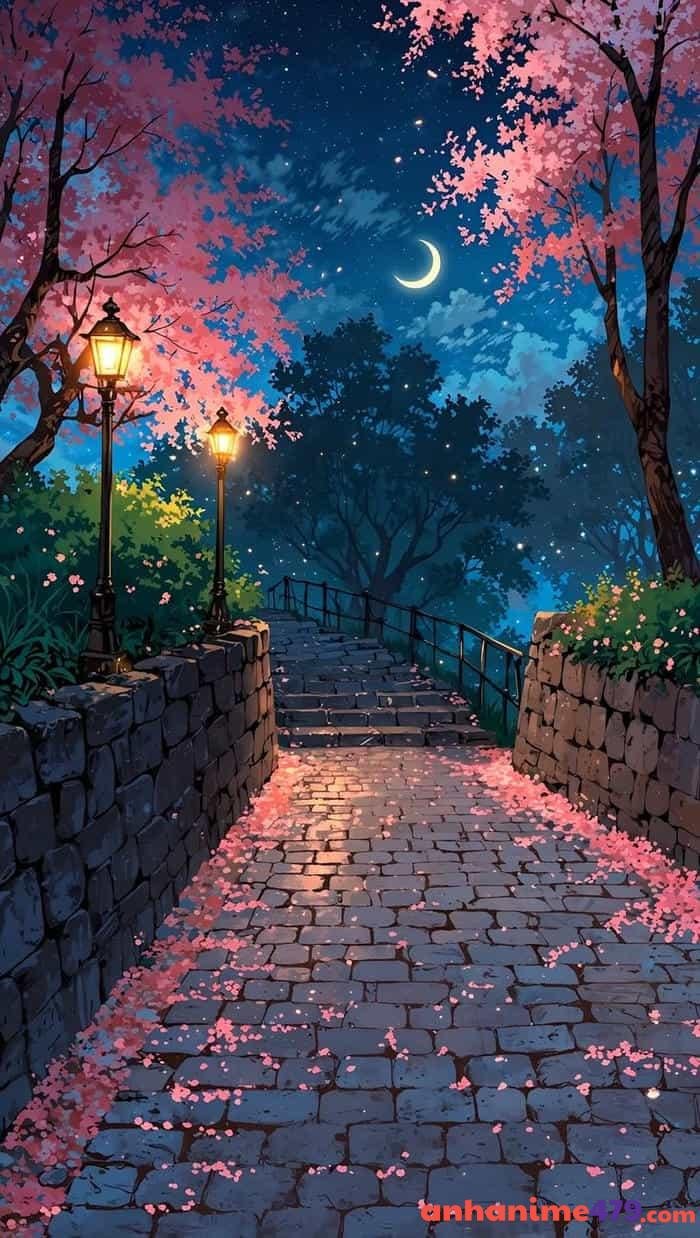 ảnh anime cây hoa đào