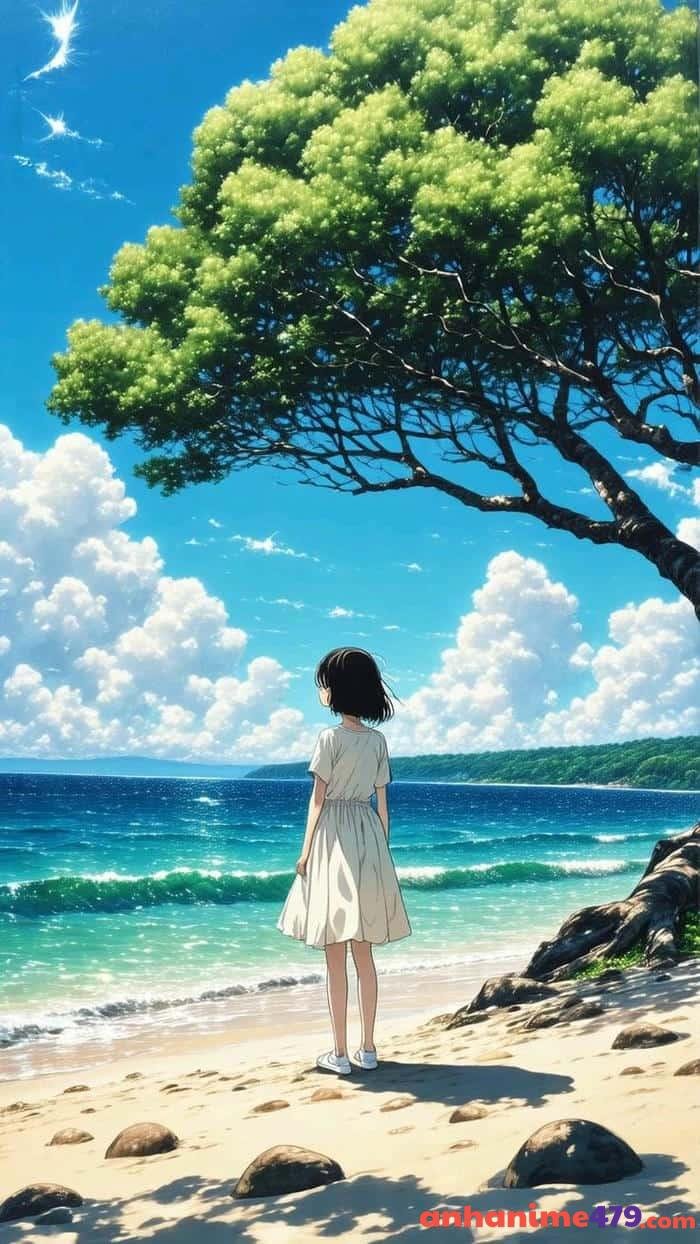 ảnh anime cô gái bên sóng
