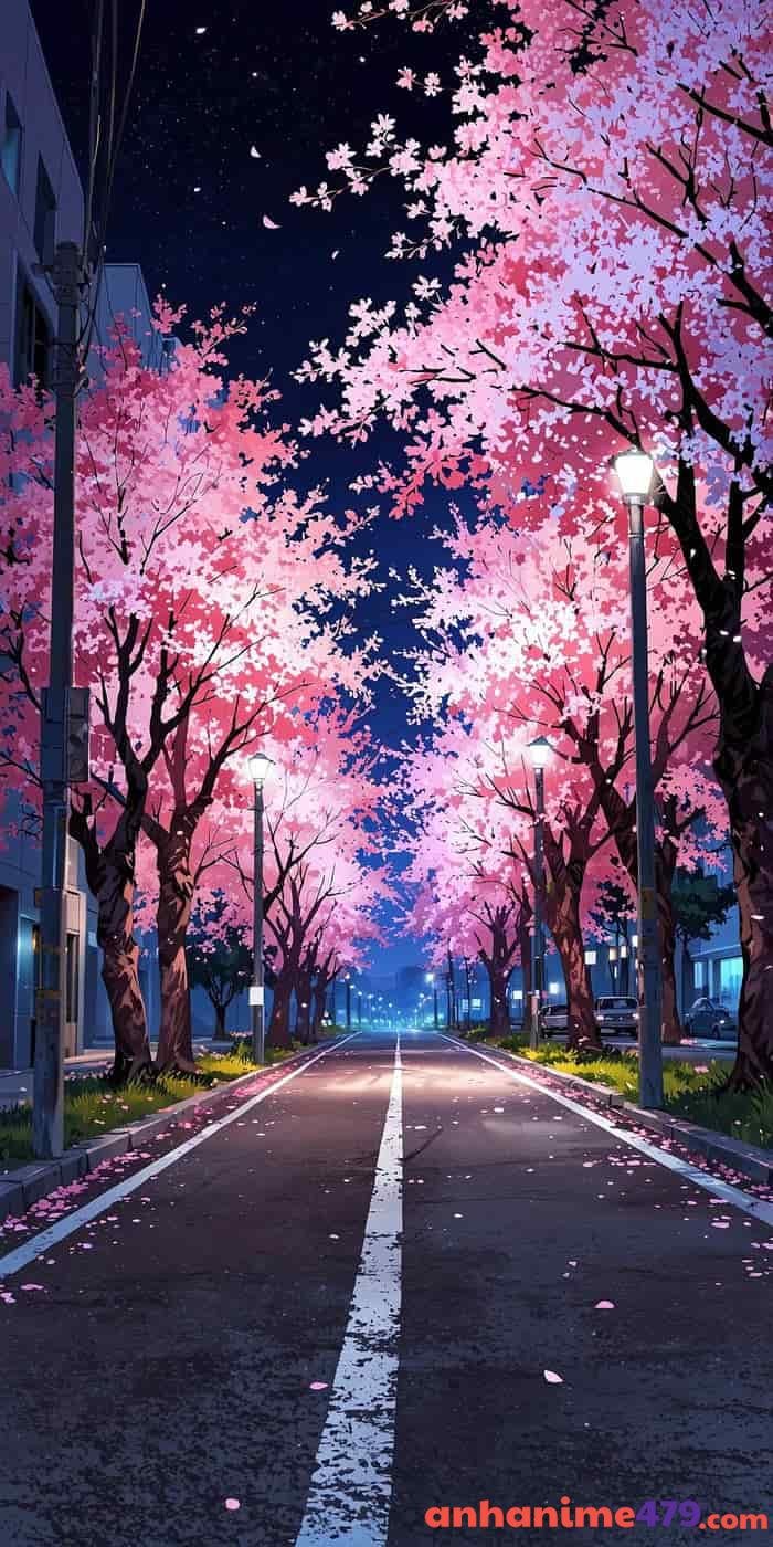 ảnh anime con đường hoa đào