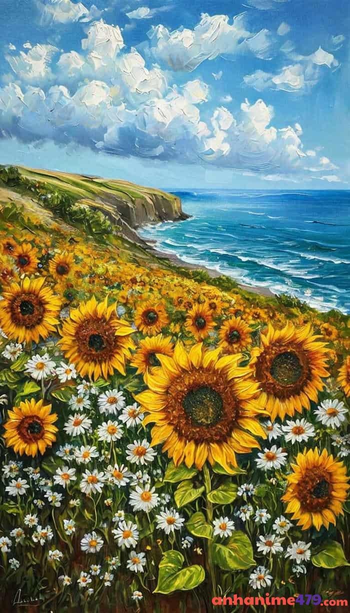 ảnh anime hoa hướng dương đơn lẻ