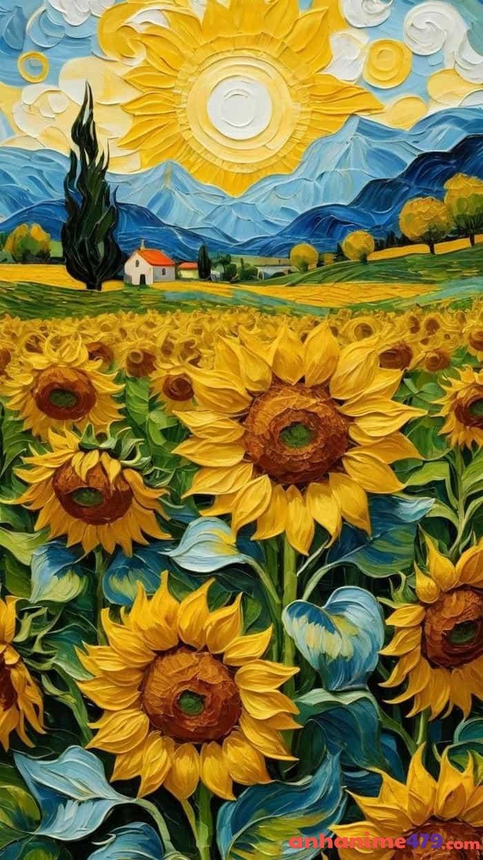 ảnh anime hoa hướng dương nở rộ
