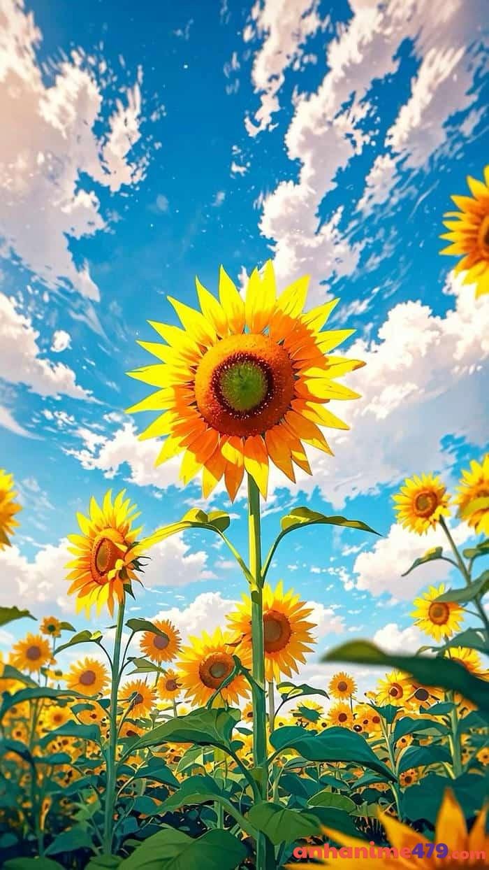 ảnh anime hoa hướng dương tràn đầy sức sống
