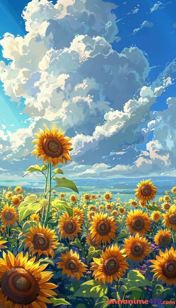 ảnh anime hoa hướng dương tươi tắn