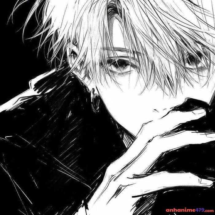 ảnh anime nam trắng đen