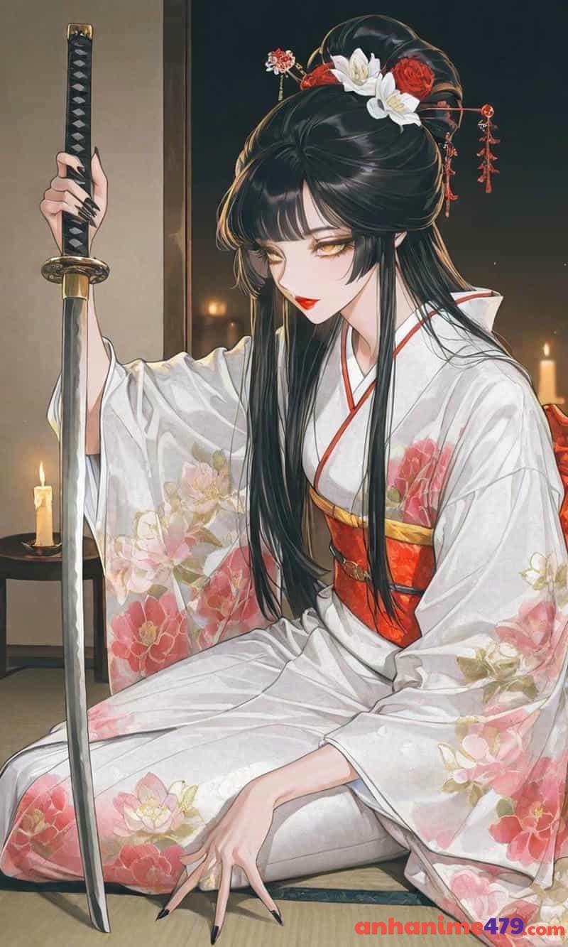 ảnh anime nữ cổ trang cầm kiếm