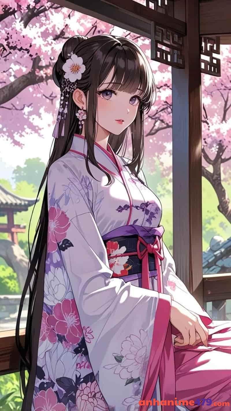 ảnh anime nữ mặc kimono đẹp xinh