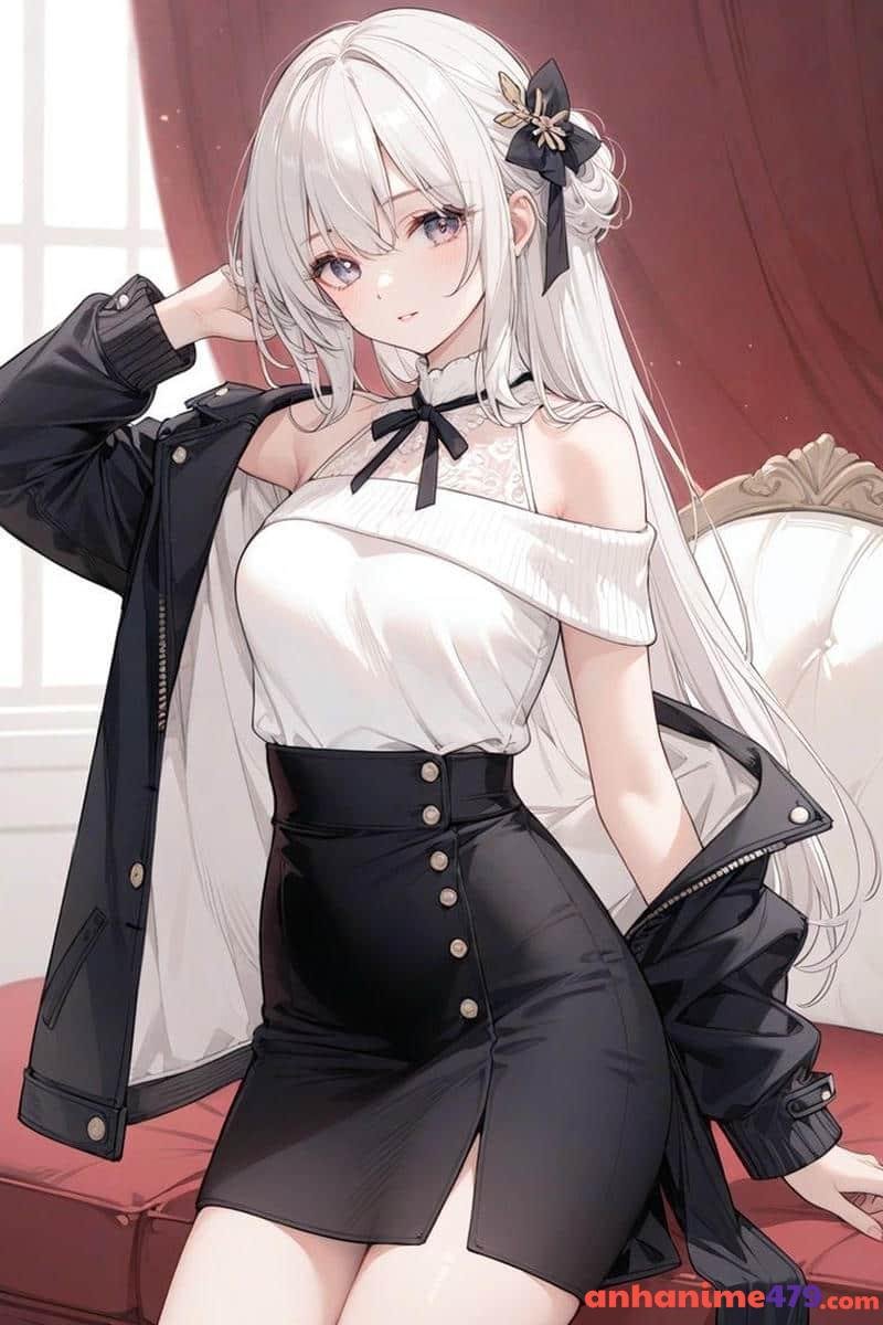 ảnh anime nữ tóc trắng đẹp xinh