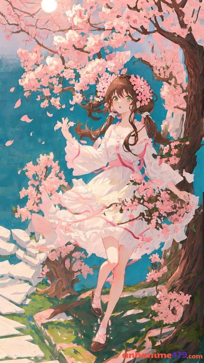 ảnh anime sắc hồng hoa đào