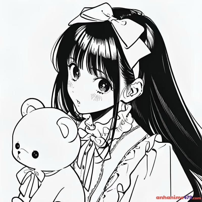 ảnh anime trắng đen đáng yêu