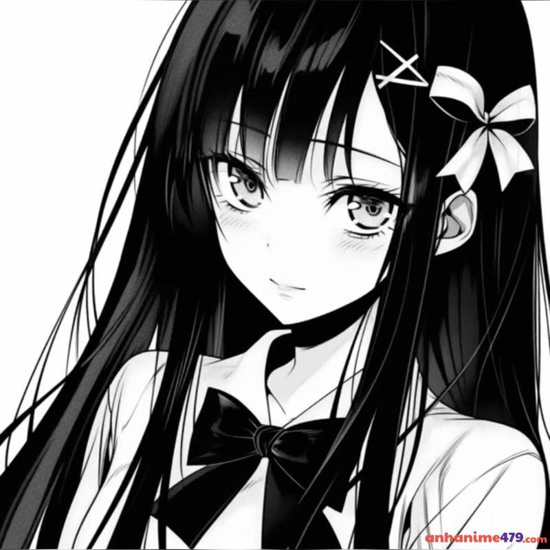 ảnh anime trắng đen đẹp xinh