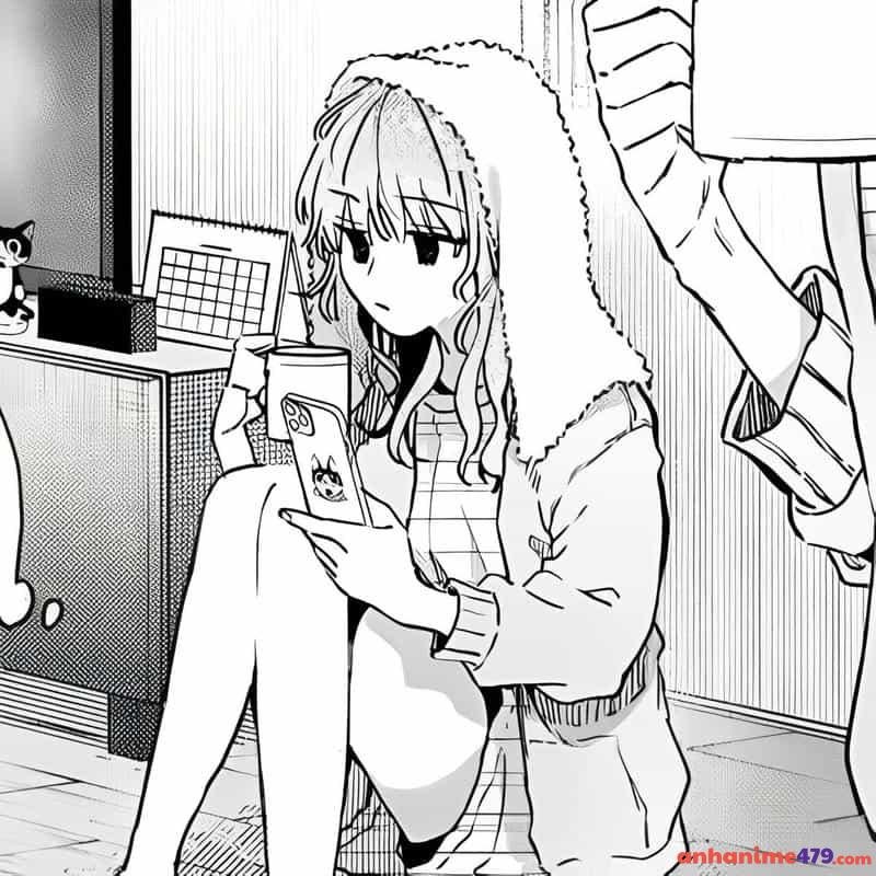 ảnh anime trắng đen gái cute