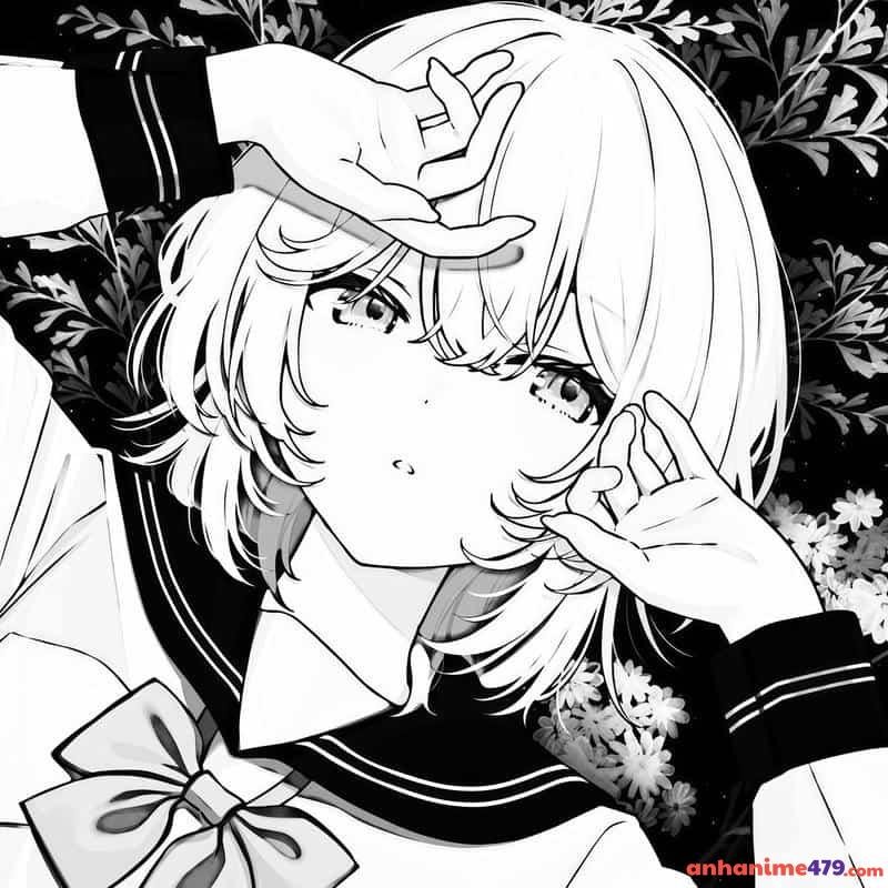 ảnh anime trắng đen gái iu