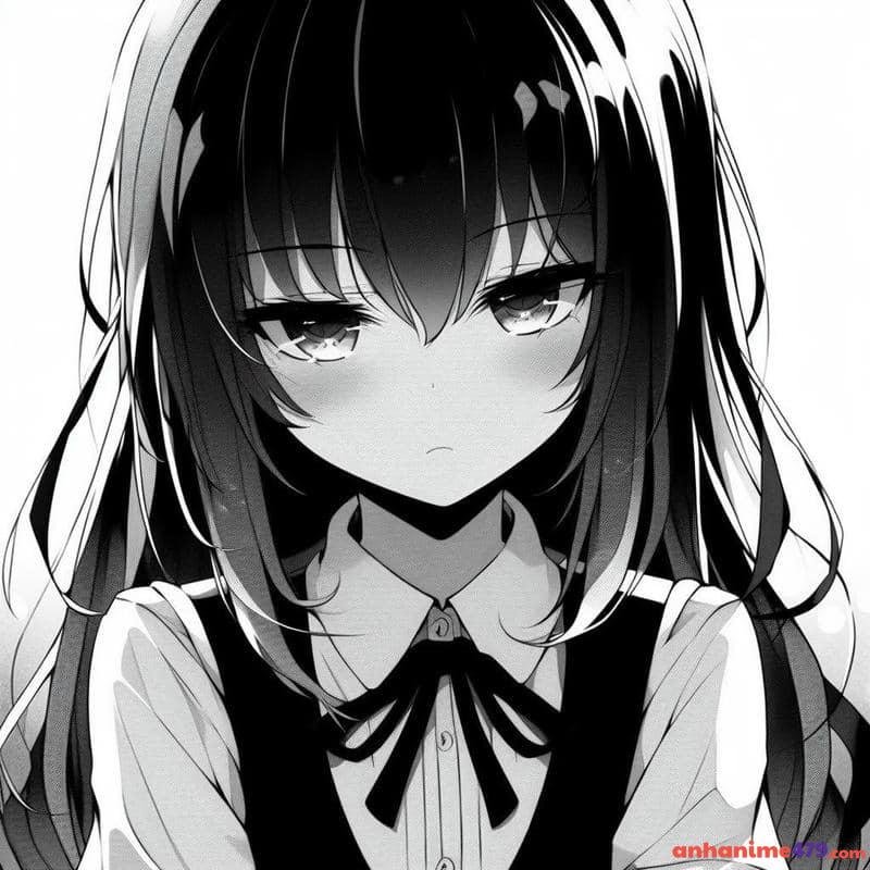 ảnh anime trắng đen xinh đẹp