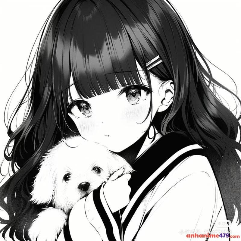 ảnh anime trắng đen xinhh