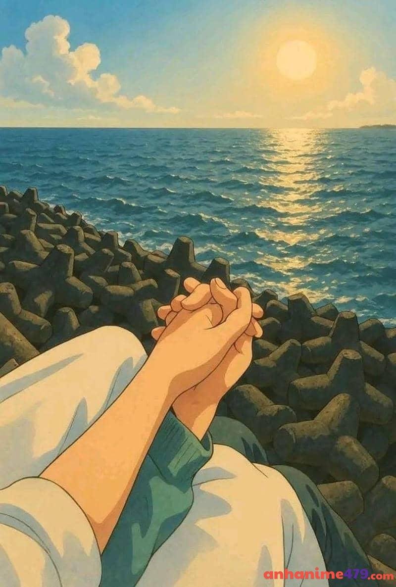 ảnh nắm tay anime vui