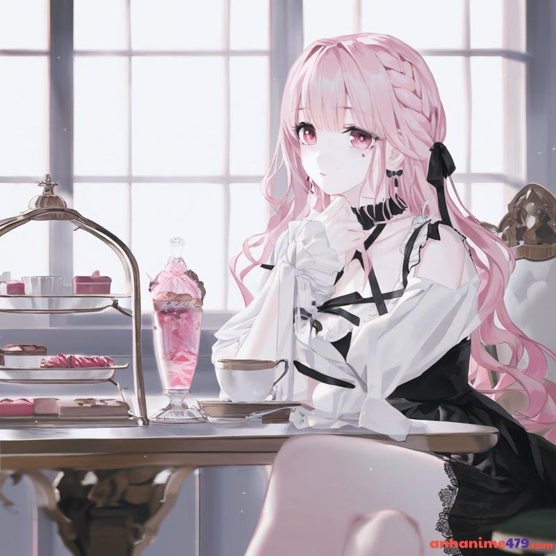 ảnh nền anime nữ tóc hồng
