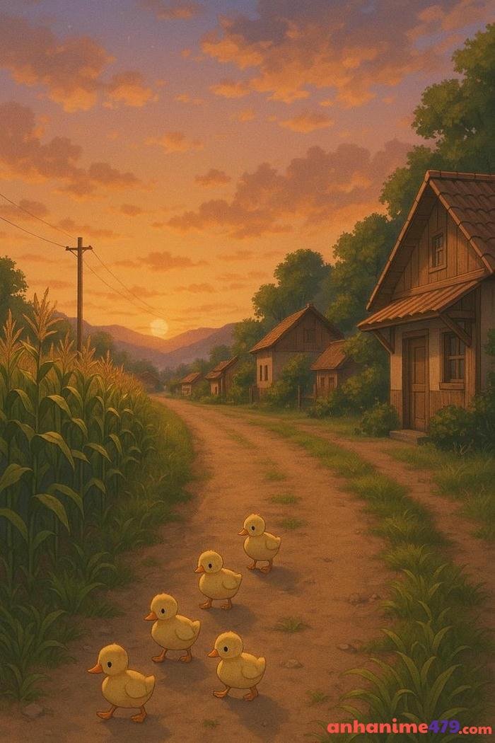 anime bầu trời chiều tím