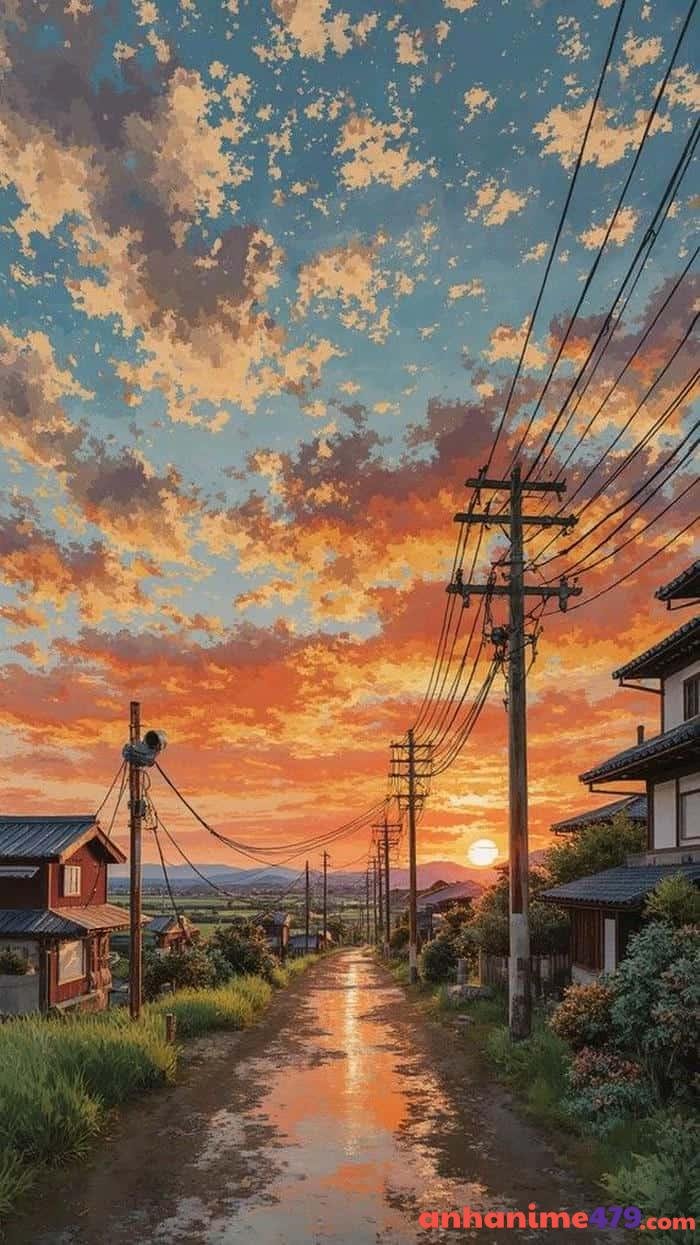 anime bầu trời chiều tối