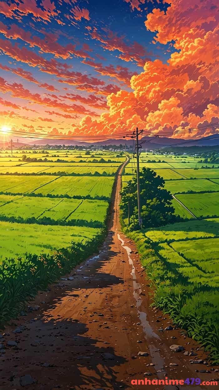 anime bầu trời tím hồng