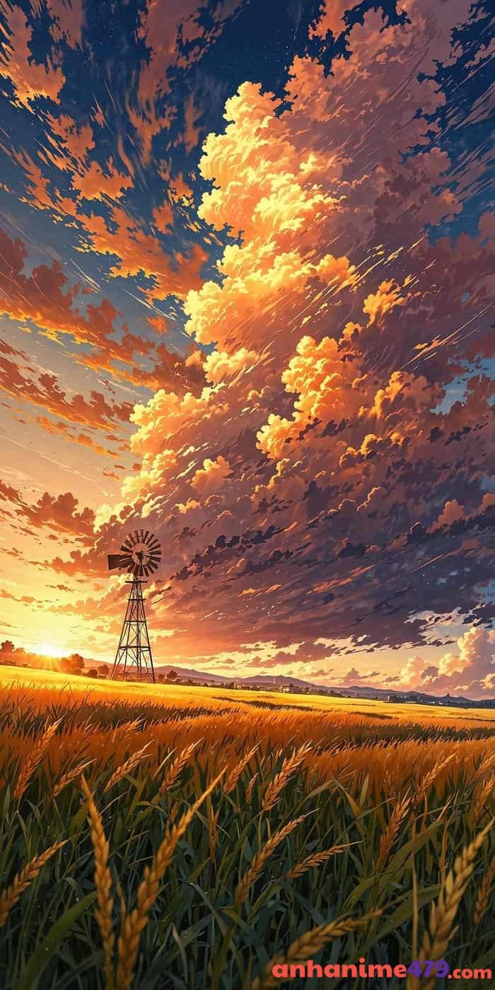 anime cảnh chiều tà buồn