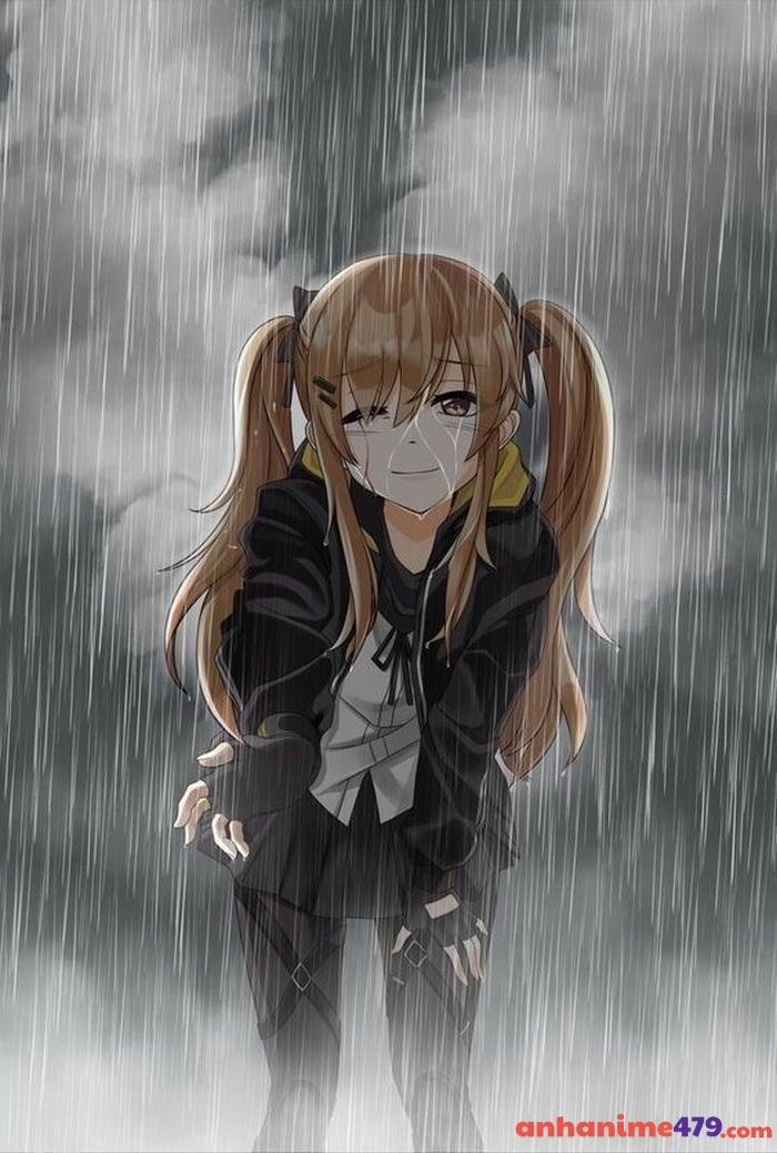anime cảnh mưa cô đơn