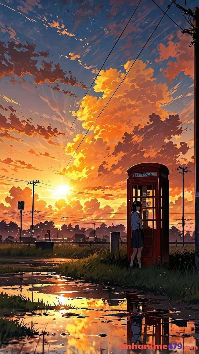 anime cảnh thành phố chiều