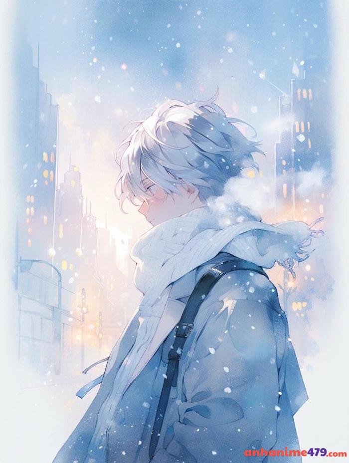 anime cảnh tuyết đêm khuya