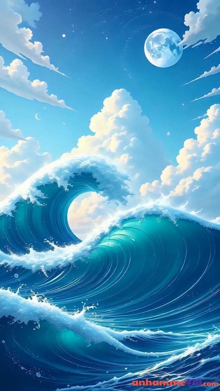 anime cô gái bên bờ biển