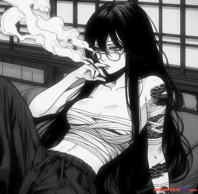 anime đeo kính vẽ ảnh