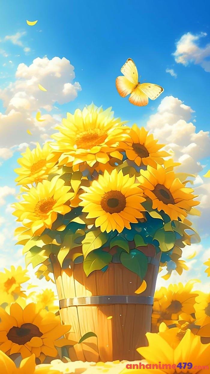 anime hoa hướng dương biểu tượng của sự may mắn