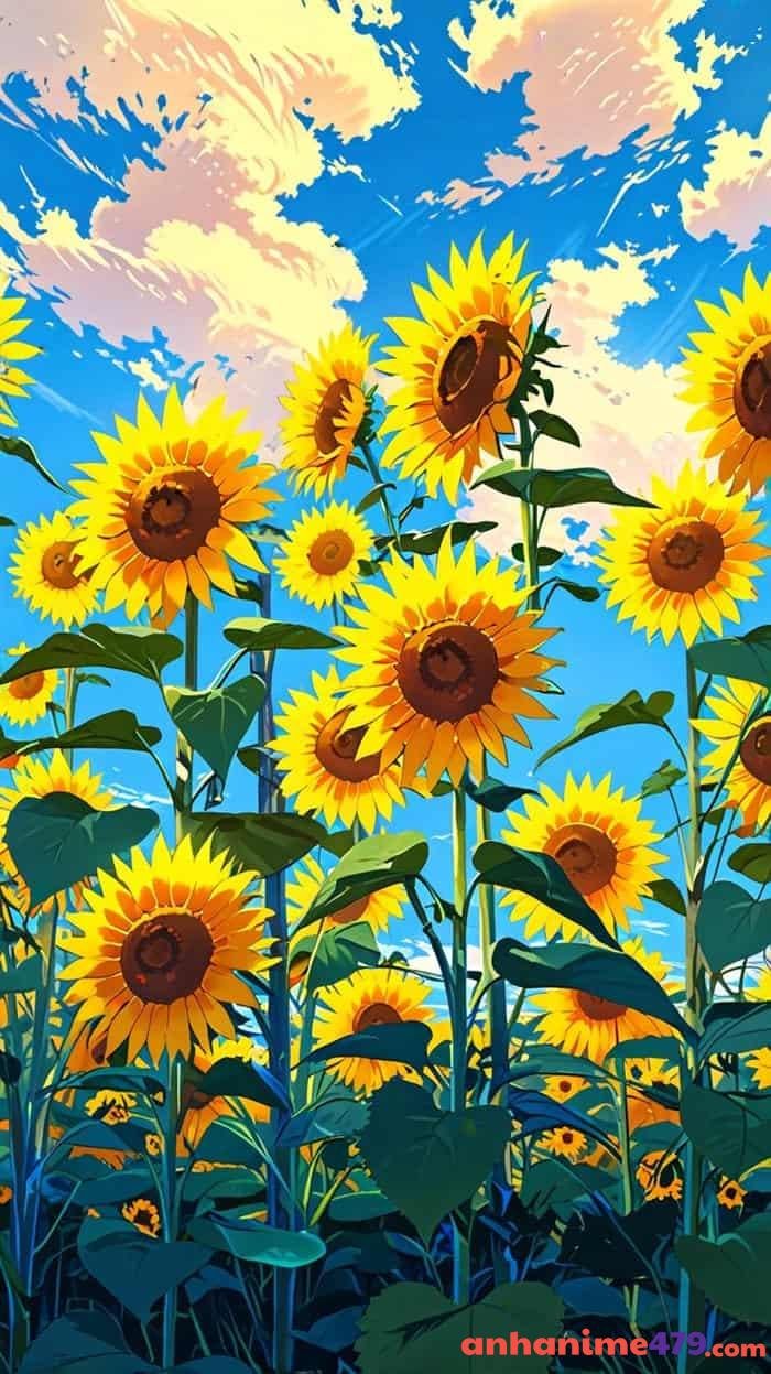 anime hoa hướng dương đẹp tươi sáng