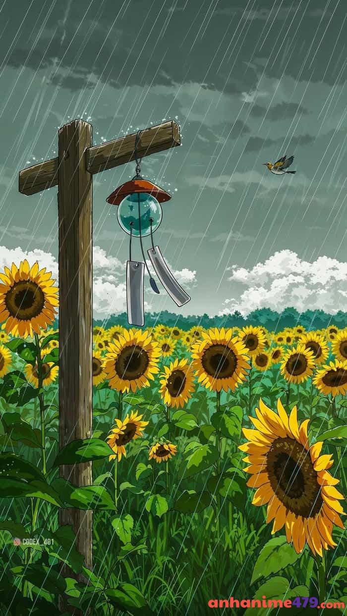 anime hoa hướng dương rạng rỡ và đẹp