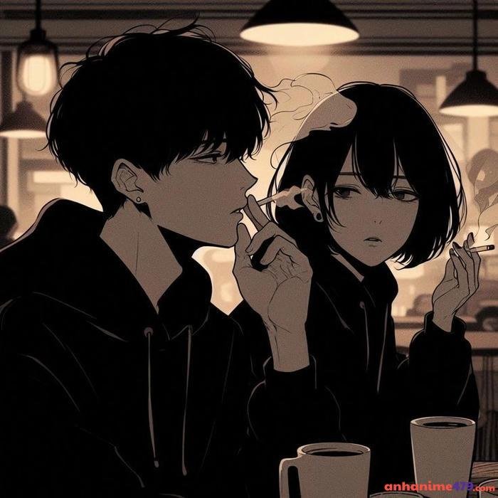 anime hút thuốc đeo áo khoác