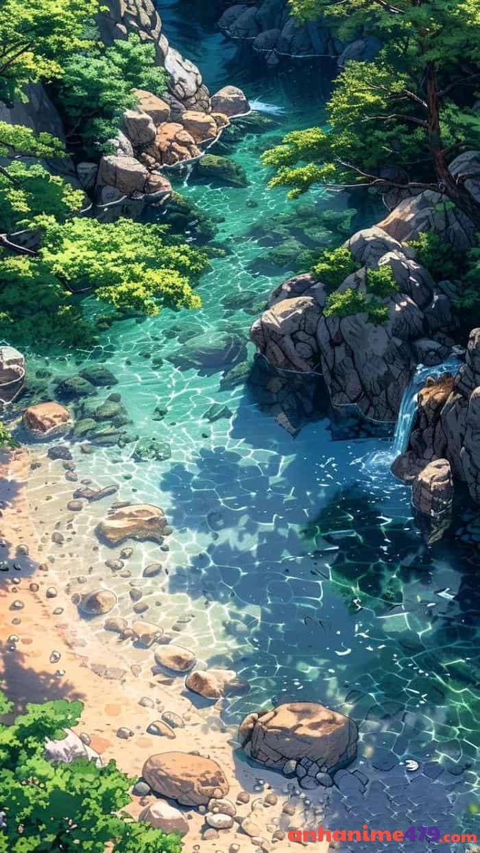 anime mặt trời lặn trên biển