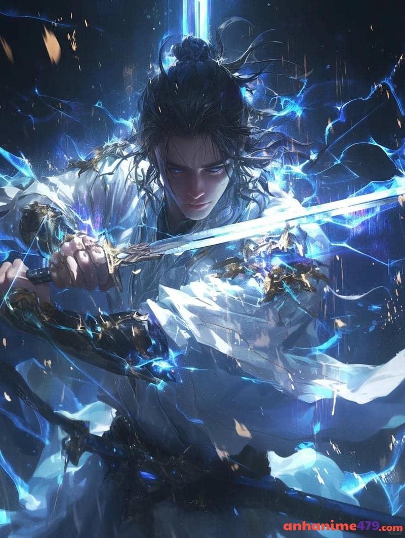 anime nam cầm kiếm ánh sáng