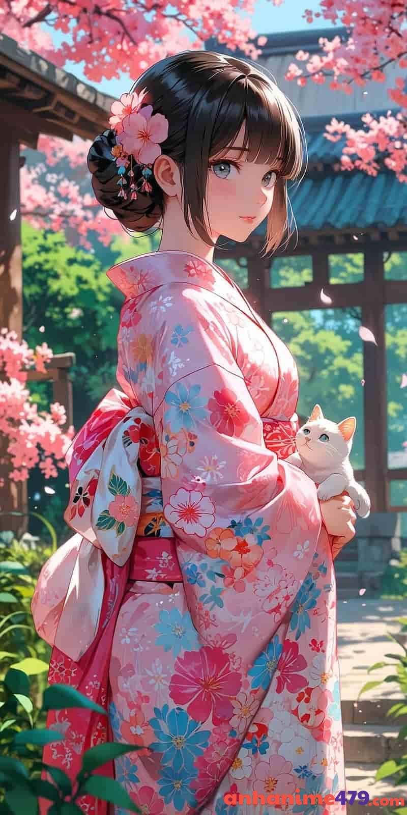 anime nữ mặc kimono đẹp xinh