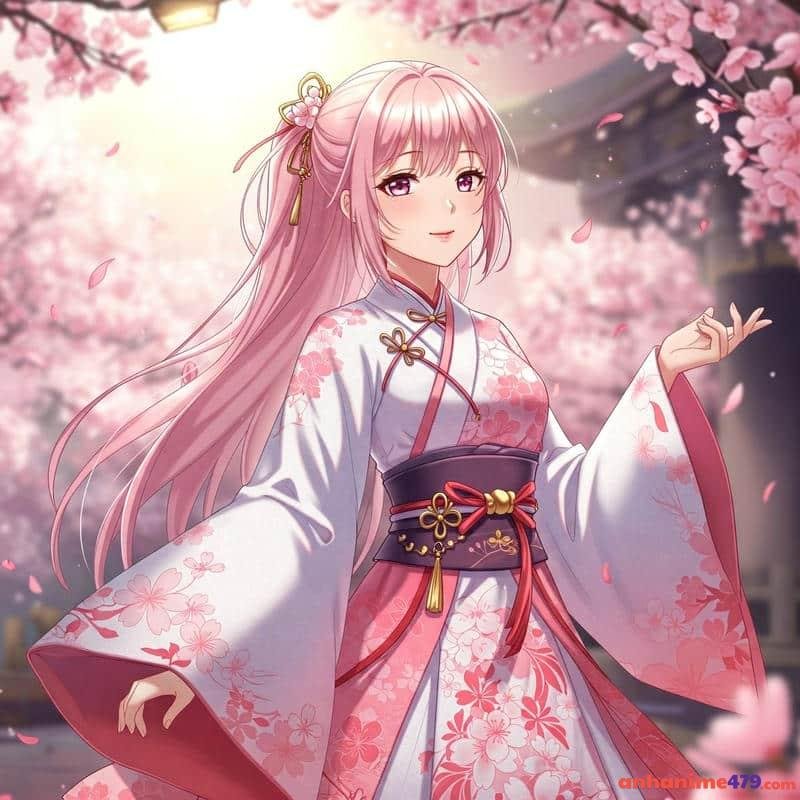 anime nữ mặc kimono nhật