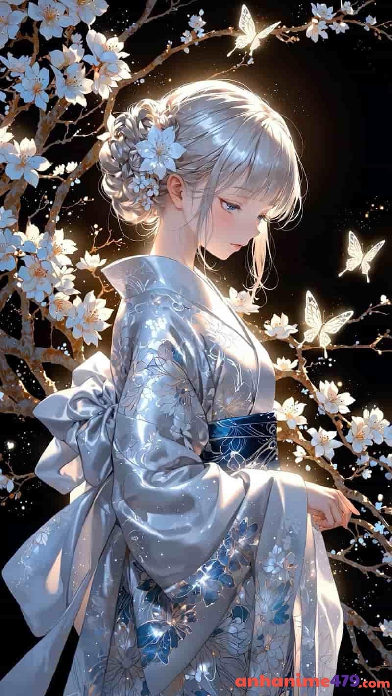 anime nữ mặc kimono xinh đẹp