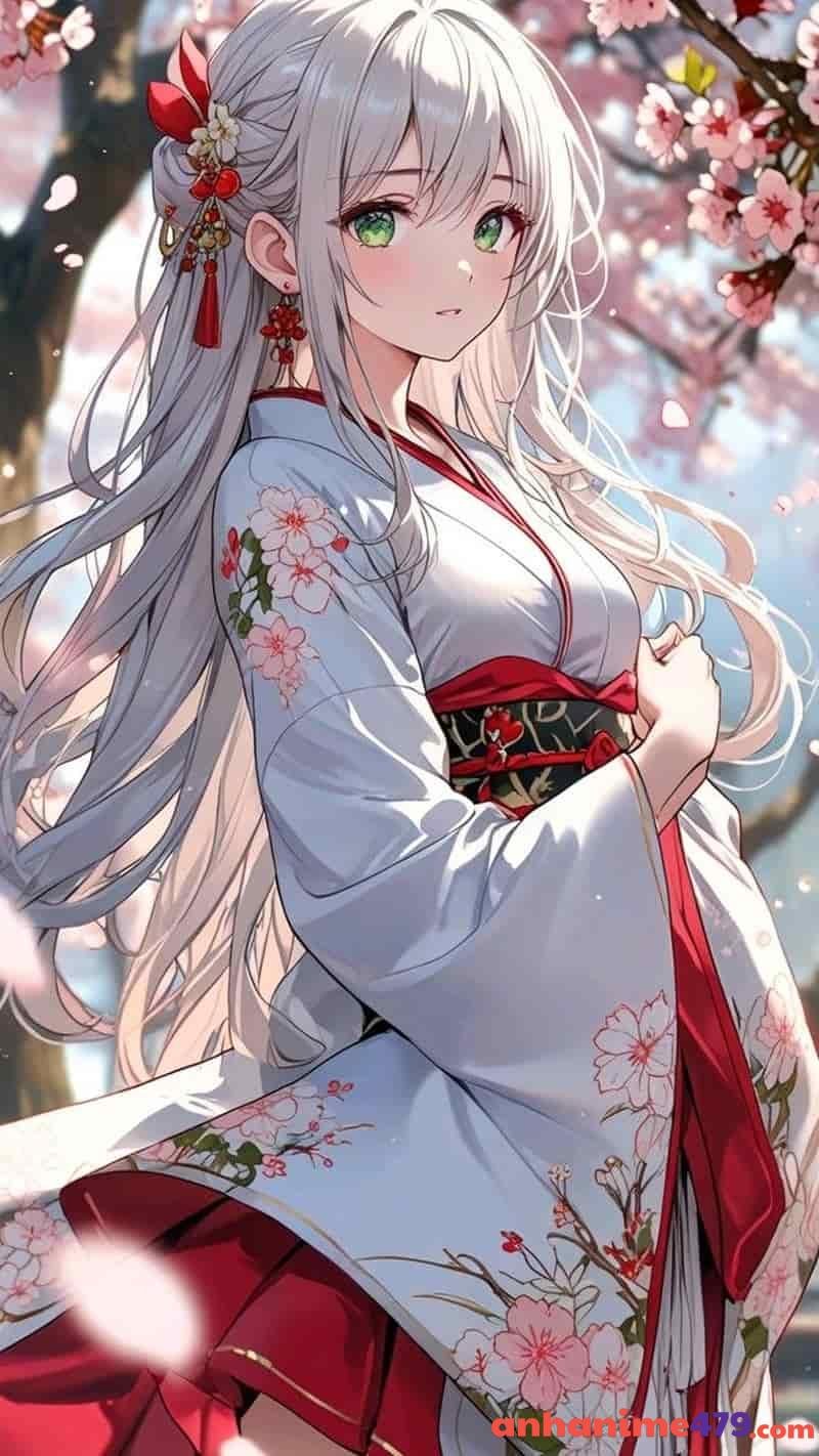anime nữ mặc kimono xinh gái