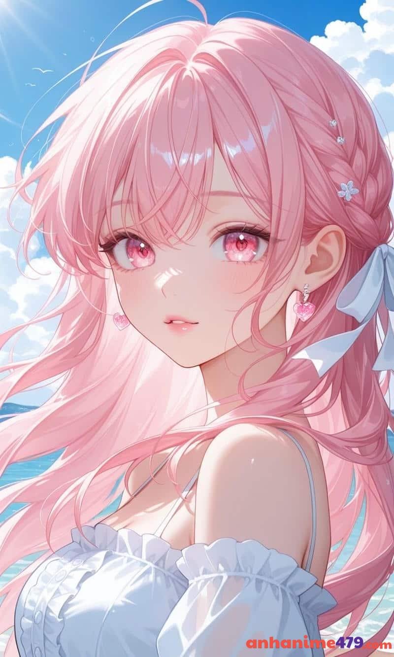 anime nữ tóc hồng ảnh cute