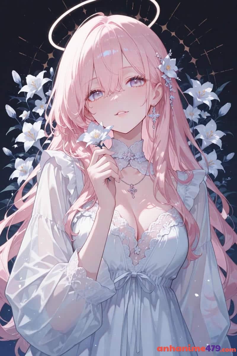 anime nữ tóc hồng dịu dàng