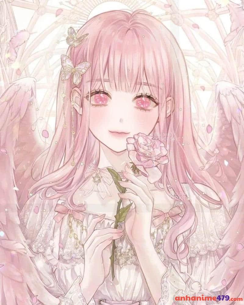 anime nữ tóc hồng gái xinh
