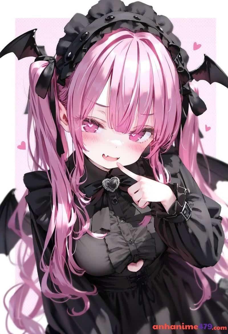 anime nữ tóc hồng nền hình