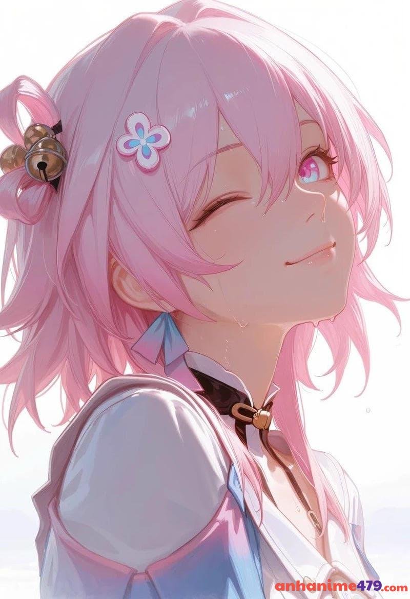 anime nữ tóc hồng nền