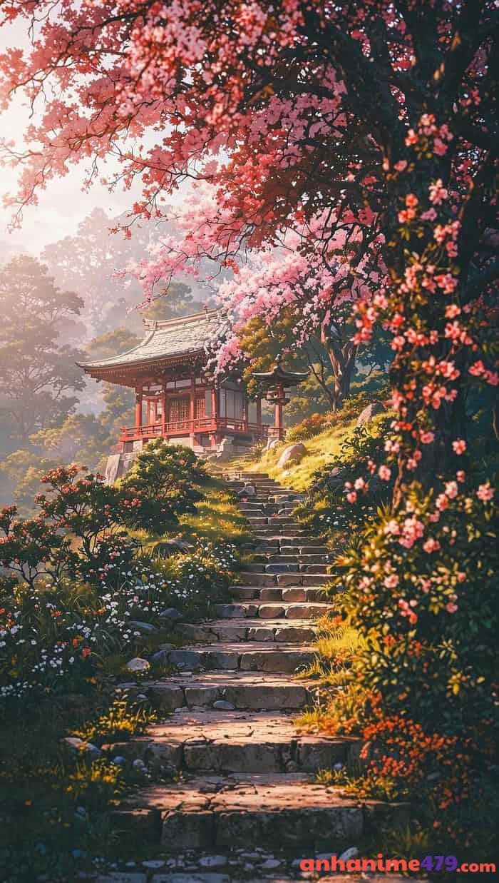anime phong cảnh hoa đào